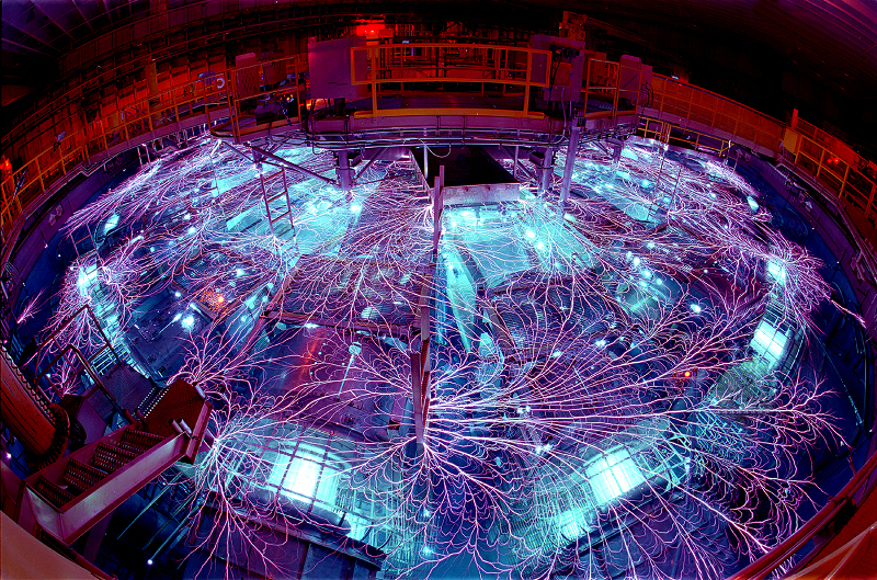 The Z-machine at Sandia National Laboratory in Albuquerque, New Mexico (don't make a wrong turn there!) uses intense pulses of electrical energy to make gamma rays and X-rays. These in turn are used to study nuclear fusion - and to simulate certain astrophysical systems, like white dwarfs. [Credit: Sandia Corporation]