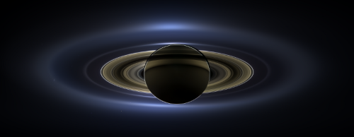The Day Earth Smiled: a mosaic of images from the Cassini probe when it passed beyond Saturn so that the planet eclipsed the Sun. [Credit: NASA/JPL-Caltech/SSI]