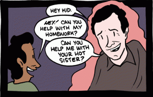 A panel from a Saturday Morning Breakfast Cereal comic about summoning the shade of Feynman, and its creepy consequences. Click to read the whole thing. [Credit: Zach Weinersmith]